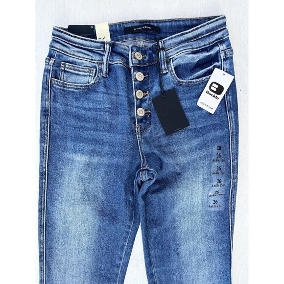 Flying Monkey Women's Blue Denim Mid-Rise Ankle Skinny Jeans Size 26 - Picture 8 of 13